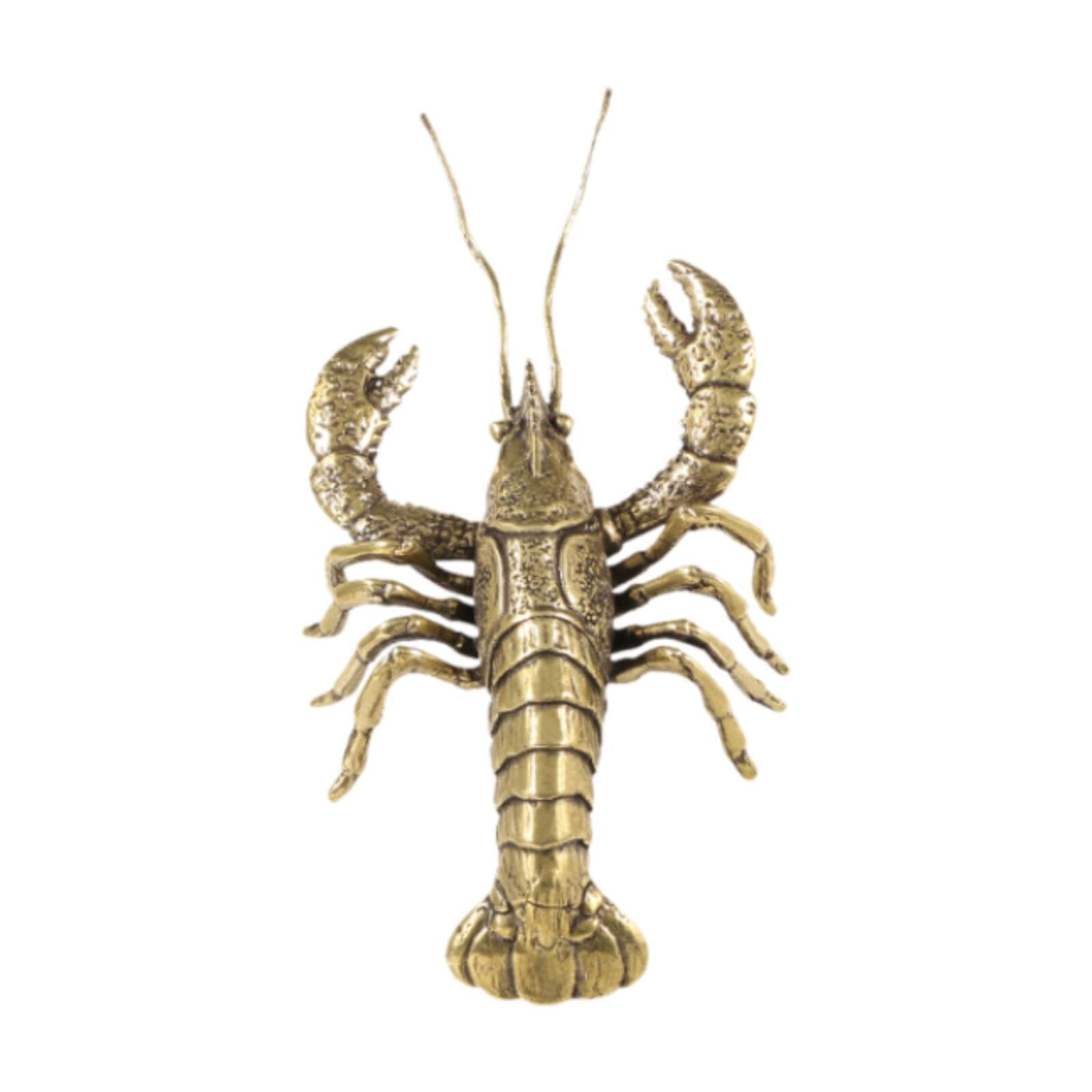 PIXZCSA Statuetta di aragosta in ottone in stile cinese d'epoca per camera da letto d'albergo, regalo da collezione, finitura antica, vetrine ricche