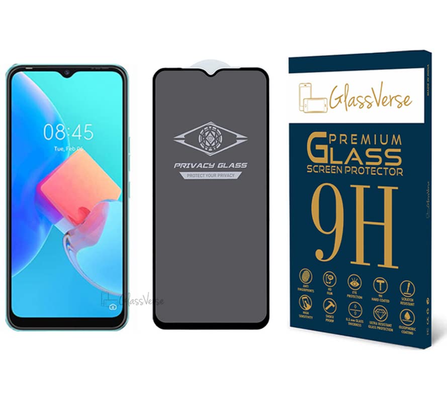 GlassVerse Ultra Privacy Tempered Glass For Tecno Spark GO 2022 (PACK OF 1) with Free Installation Kit. (In-Screen FingerPrint Lock will not work with the Privacy Guard because of it's Spy Coating)- 6.52 inch