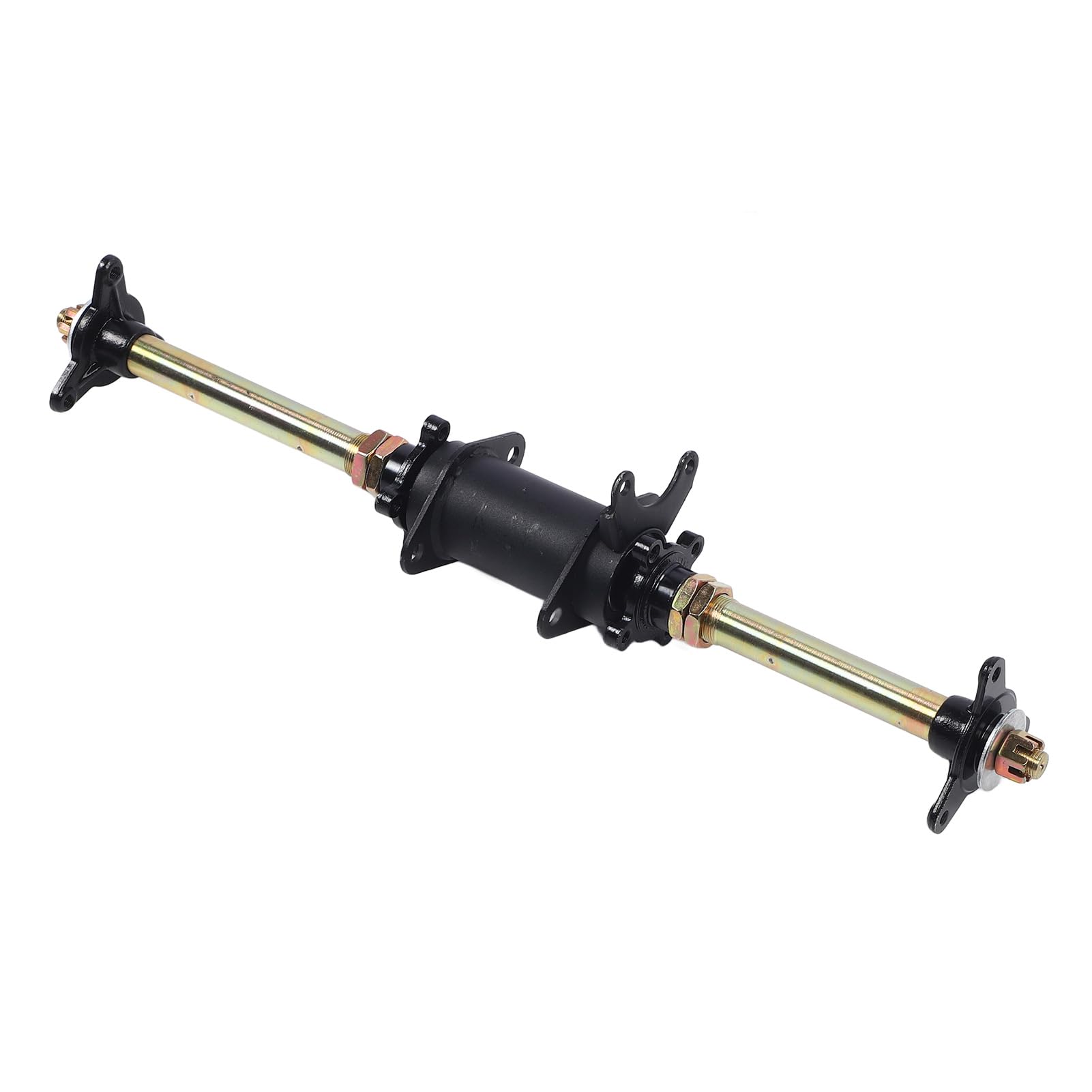Dilwe Zestaw Tylnej Osi Gokartowej Zespół Tylnej Osi ze Stopu Stali 650 Mm X 25 Mm z Kołem łańcuchowym Kołnierze Piasty Tarczy Hamulcowej do Kartingu ATV Off Road Drift Trike DIY