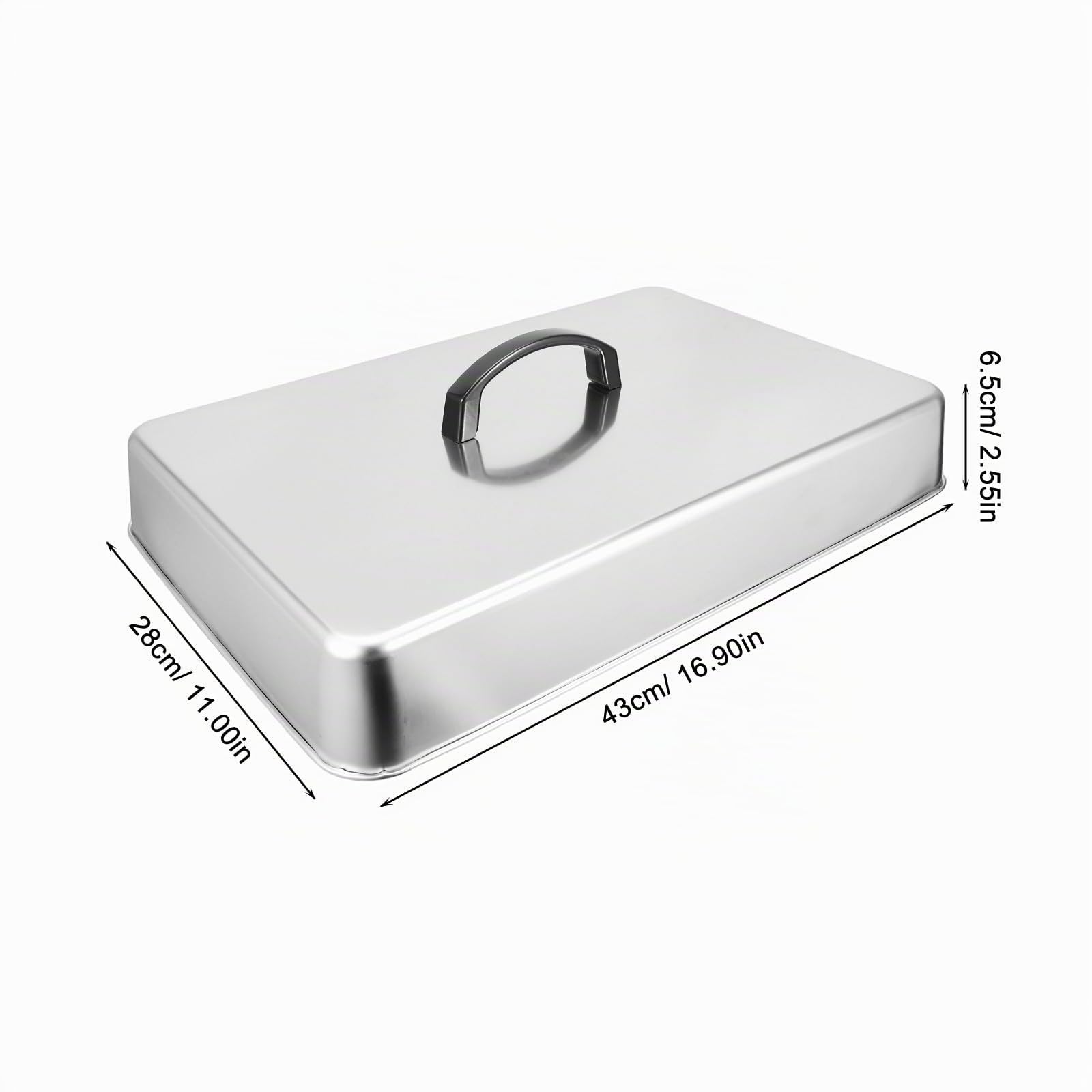 Tapa Rectangular de Acero Inoxidable para Plancha Grill, Cúpula Resistente para Derretir Queso y Cocinar al Vapor, Cubierta 43.5x28.3x6.6 Cm, Accesorios para Barbacoa y Cocina