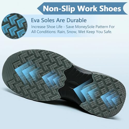 Image of Hogent Steel Toe Shoes for Men Women, Ultra Lightweight Premium Comfortable Work Sneakers, Puncture Proof Air Cushioned All‑Day Wear Safety Toe Shoes for Industrial Construction Warehouse Factory Work