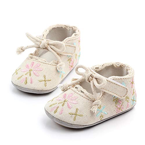 Baby Girls Mary Jane Flats Floral Embroidery Non Slip Soft Sole Princess Wedding Dress Shoes Toddler First Walkers Infant Newborn Baptism Crib Shoes2