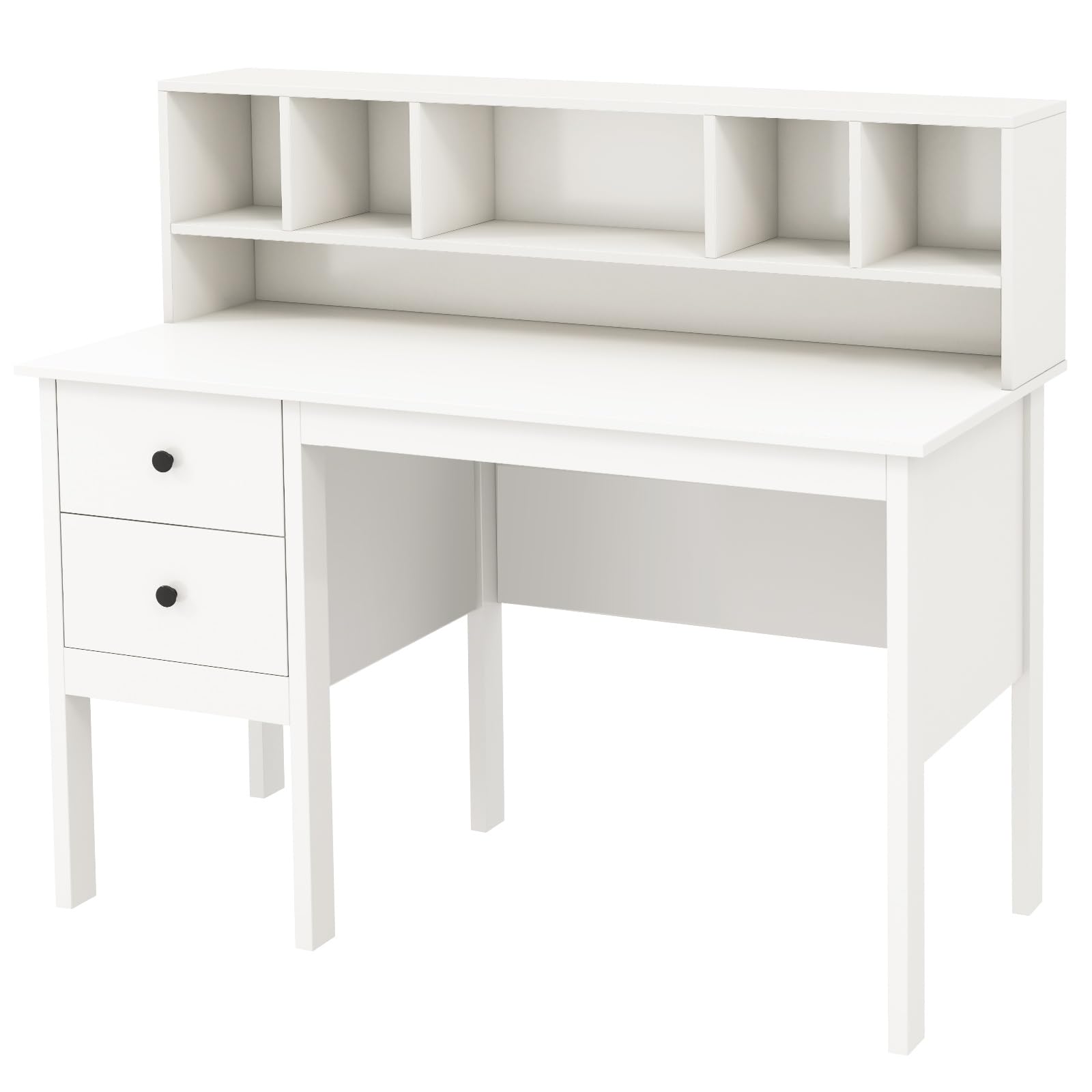 LIFEZEAL Scrivania per computer con deposito, tavolo da studio con cassetti e 5 scomparti, postazione di lavoro per ufficio, casa, 120 x 60 x 110 cm, bianco