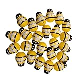 DOITOOL 48stücke Bienenkunst Aus Naturmaterial Dekorative Bienenkunst Bemalte Holzkunst Kreative Handarbeiten Gelb
