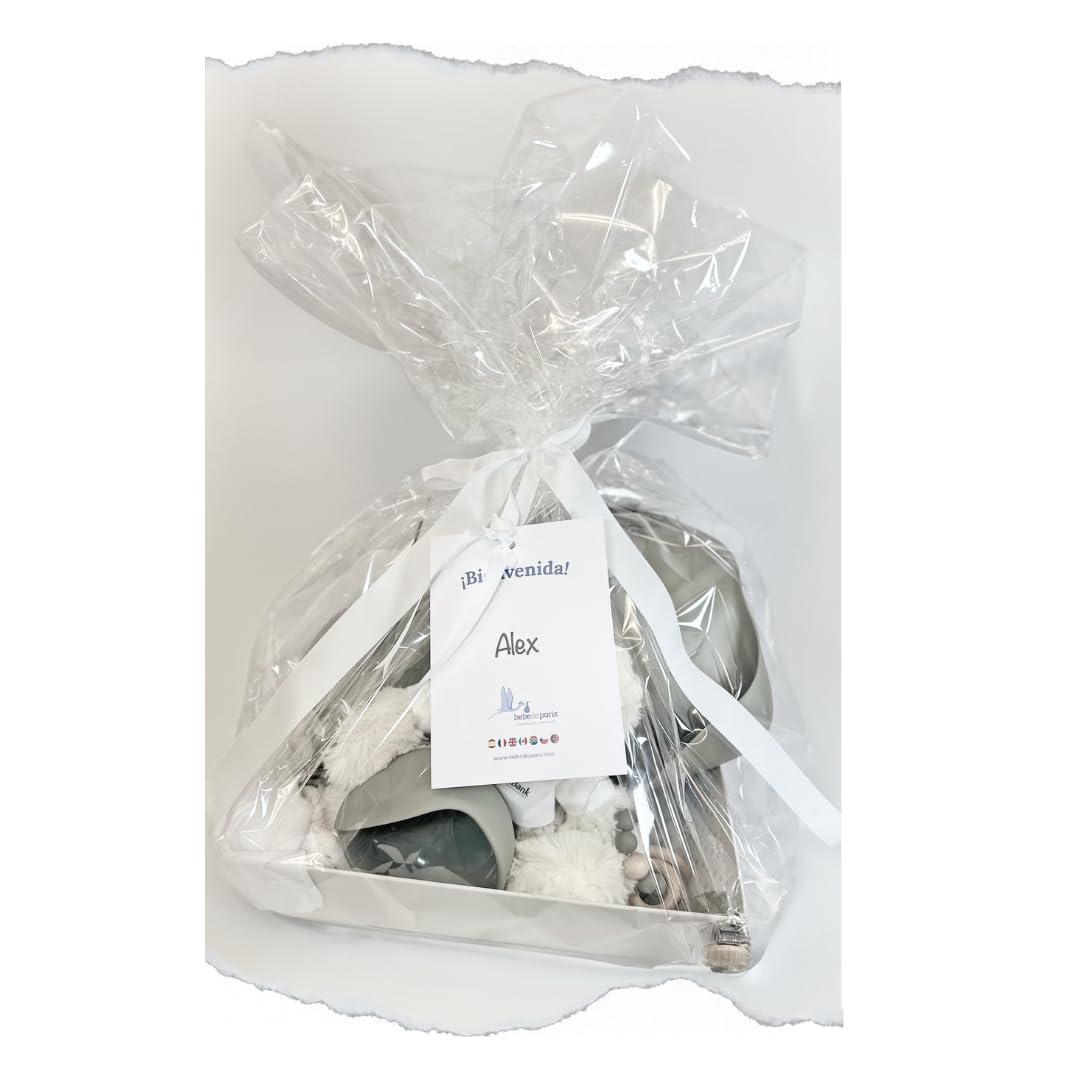 Regalo Neonato Maschio Femmina | Cestino per bambini | Orsetto | Coperta ricamata | Piccolo set | 3/6 Mesi (Blu) | BebeDeParis