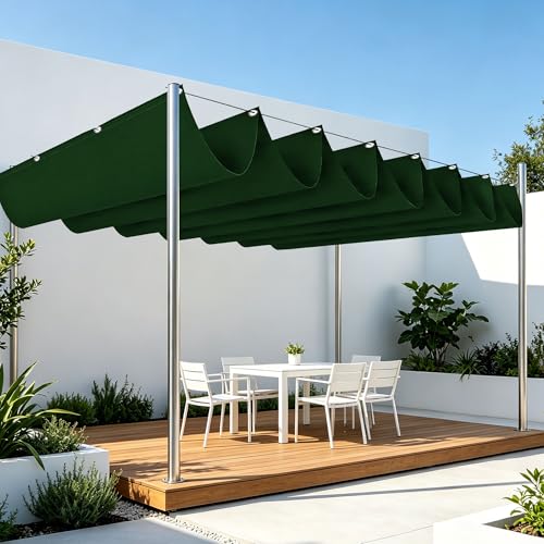 Voile d'ombrage imperméable rectangle 4x7,5m pour terrasse verte - 2