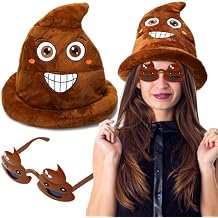 Novelty Poop Hat and Sunglasses Summer Cosplay Accessories for Adults Women Men Halloween Cosplay Party DecorBrown, Emoticon Poop Hat