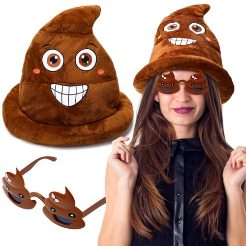 Jeere Novelty Poop Hat for Adults Poop Cap and Sunglasses Halloween Costume