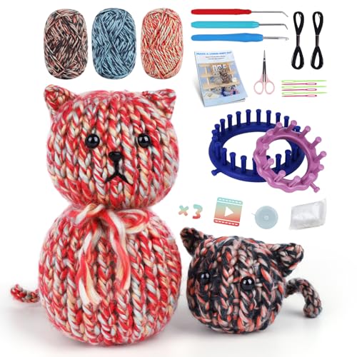 Image of Aeelike 55pcs Double Pointed Knitting Needles & Round Loom Knitting Kit for Beginners