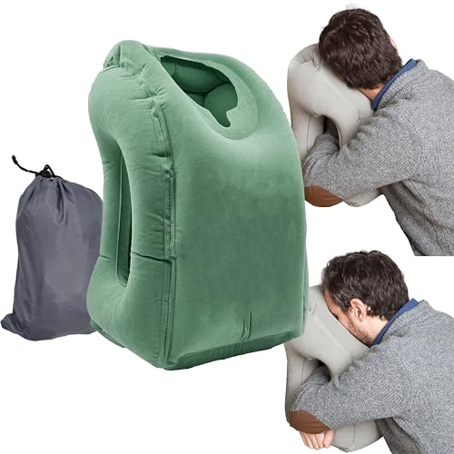 Heromask BetterSleep: Cuscino da Viaggio - Dormi In Avanti su Aereo, Bus e Treno! Cuscino Gonfiabile da Viaggio per Dormire Comodamente Durante i Voli Lunghi | Travel Pillow (Verde pastello)