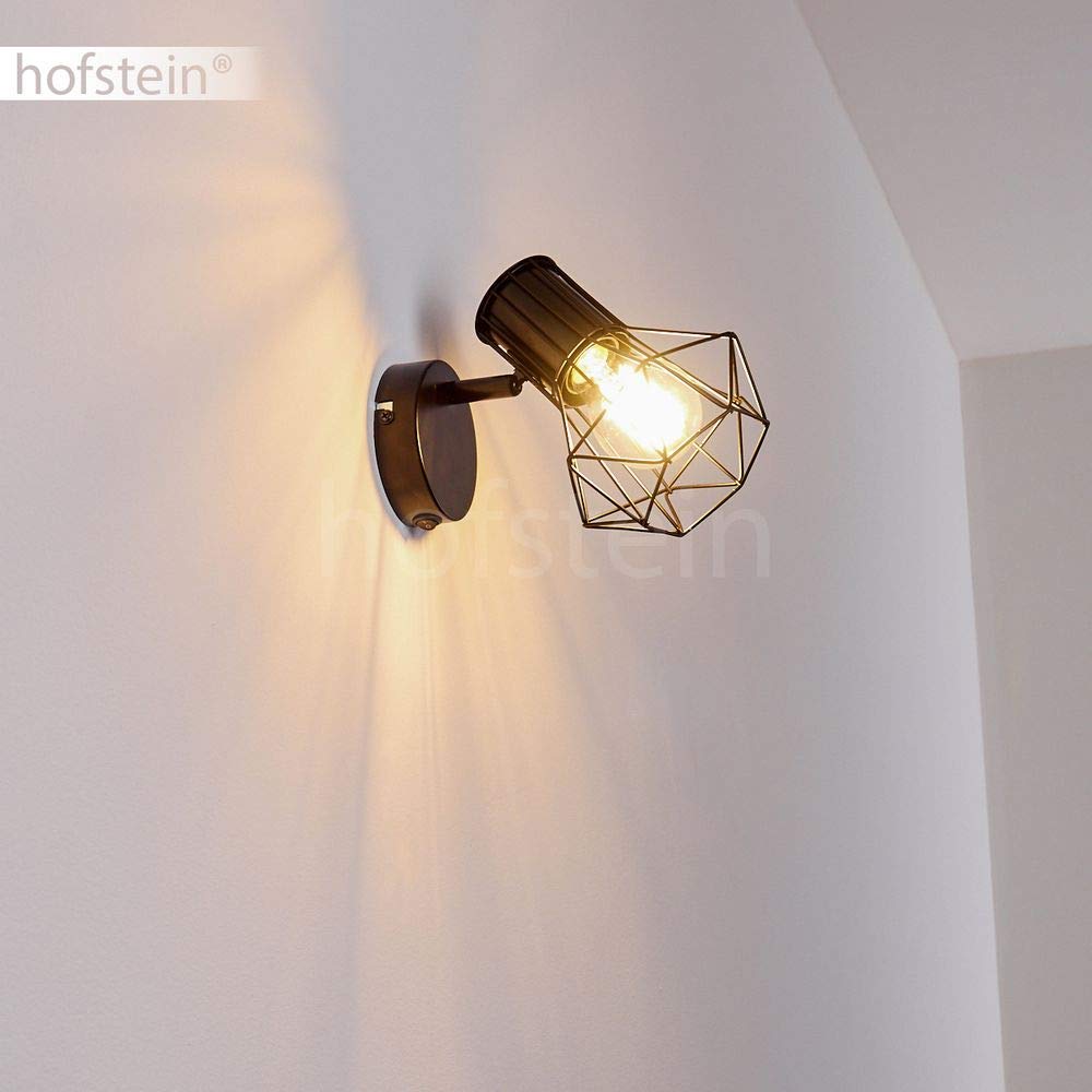 Lampada da parete Bardhaman, lampada regolabile in metallo in nero, 1 luce, 1 x E27, spot da parete retro/vintage in design a traliccio con interruttore on/off sull'alloggiamento, senza lampadina/e