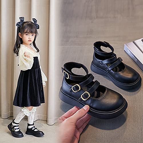 Girls Mary Jane Leather Princess Dress Shoes Ballet Flats for School Wedding Party with Hook and Loop White and Black Gladiator Schools Shoes4