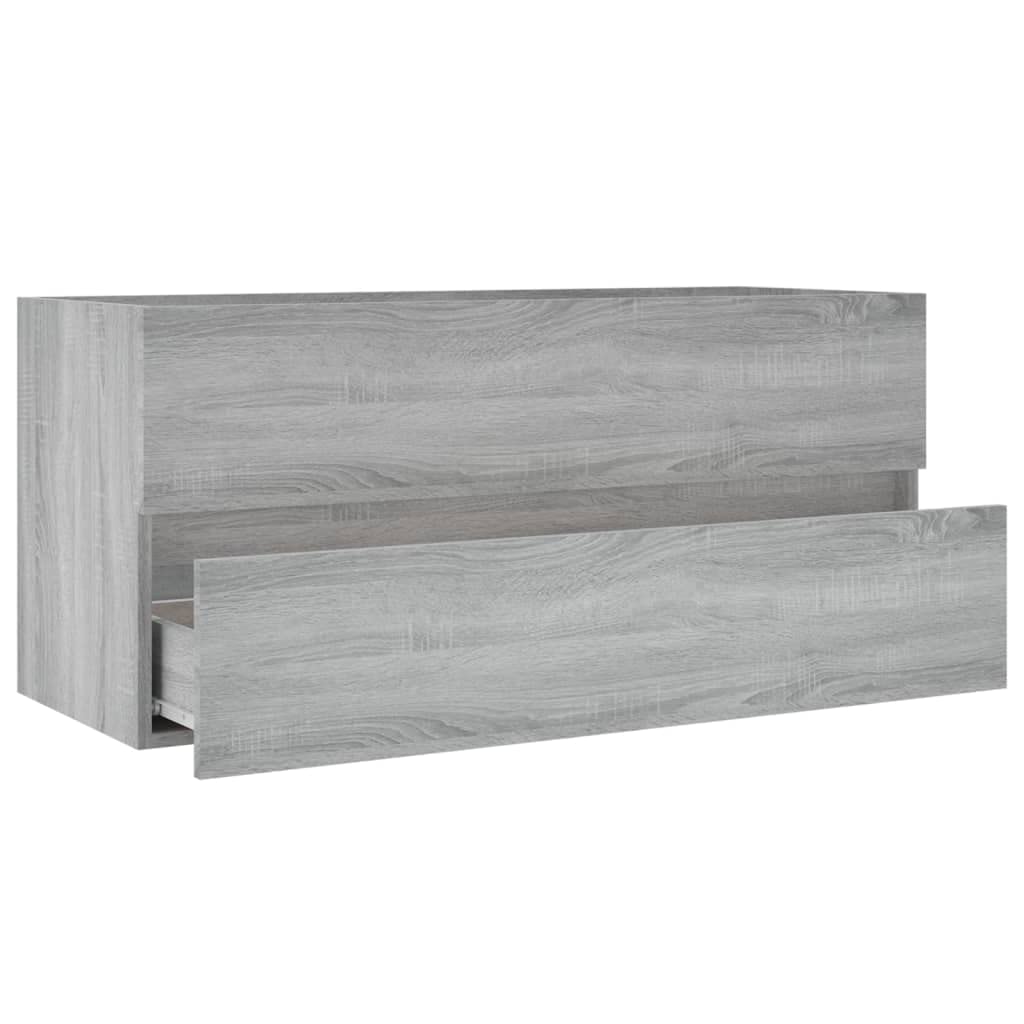 Armario para debajo del lavabo Sonoma gris 100 x 38,5 x 45 cm, mueble de baño con cajón, montaje en pared, resistente a la humedad, moderno armario para baño