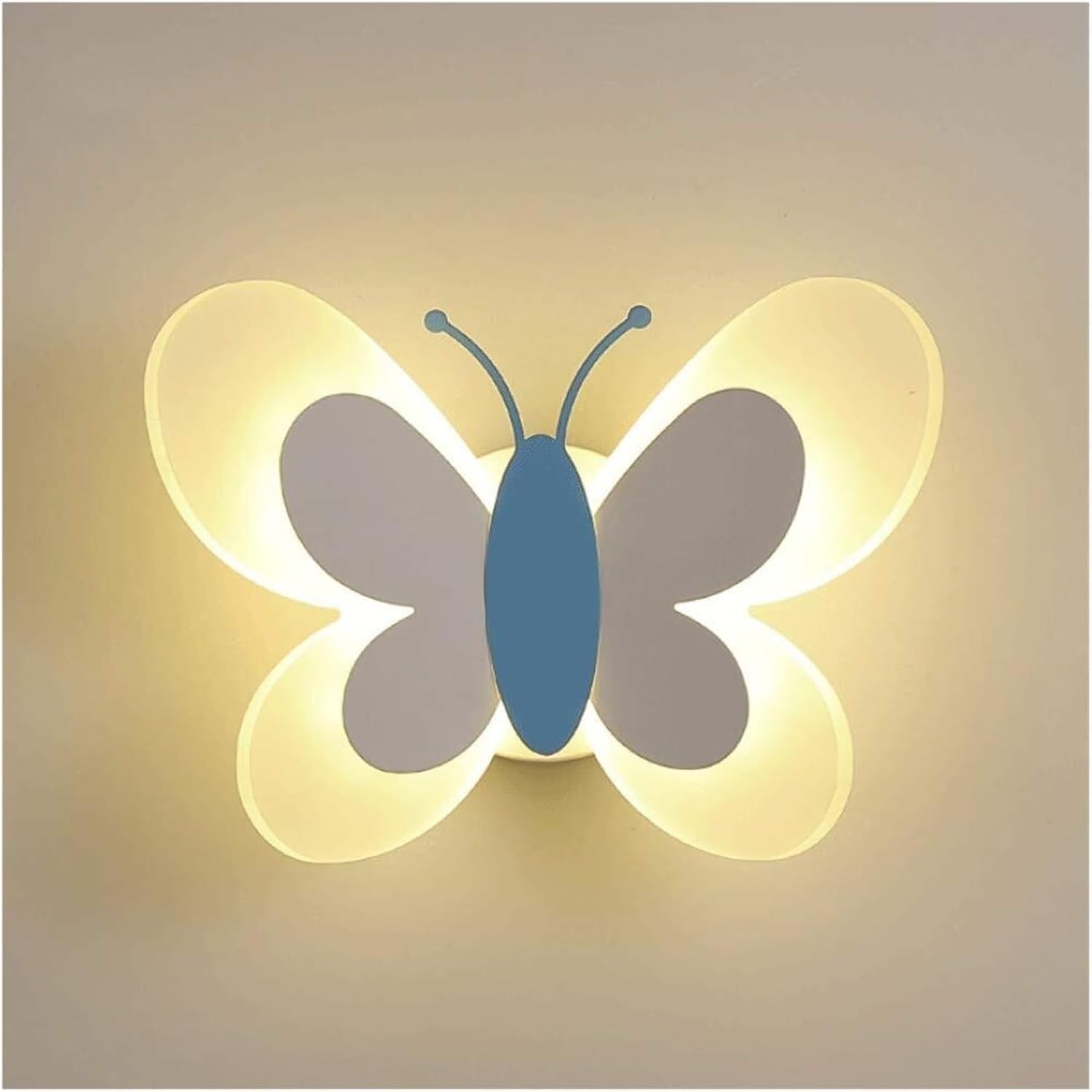 WJJHERRH Wall Light Creative Butterfly Sconces Child Room Lamp for Bedroom Bedside Decorative Illumination(White)