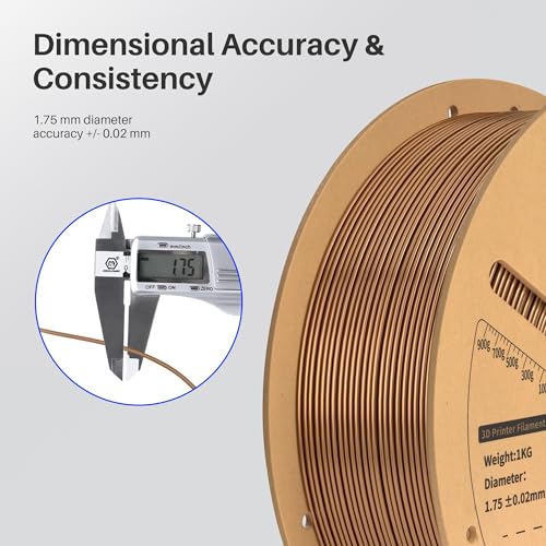 Image of ELEGOO Metal PLA Filament 1.75mm Bronze 1KG, Metallic Shiny 3D Printer Filament Dimensional Accuracy + /- 0.02mm, 1kg Spool(2.2lbs) Fits for Most FDM 3D Printers