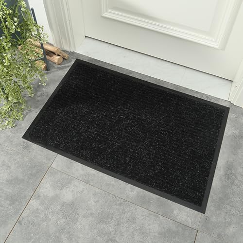 Paillasson d'entrée extérieur antidérapant et imperméable noir