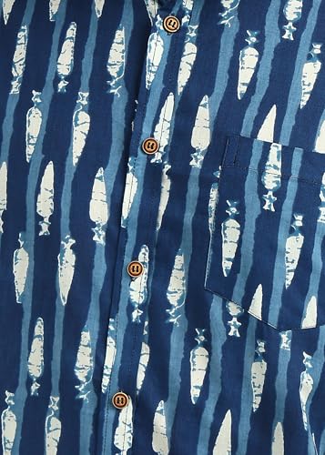 Image of BLOCKS OF INDIA Cotton Hand Block Print Half Sleeves Summer Shirt for Men