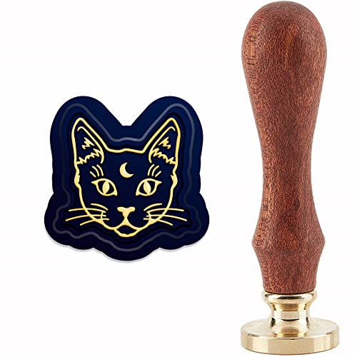 CRASPIRE シーリングスタンプ 魔法猫 シーリングワックス スタンプ 封印 取り外し可能 真鍮ヘッド 木製ハンドル 封蝋 レター 結婚式 招待状 メッセージカード 手紙 初心者