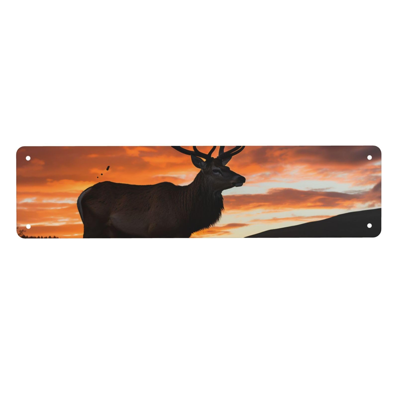 Vintage Metal Tin Signs Retro Garage Signs Stylish Wall Art Plaques for Home Decor Unique Poster 4x16 Inch Red Deer Bull Elk Sunset Metal Sign Outdoor Wall Decorations Gifts