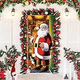 Doafoce Decorazione Natalizie per Porta Copertura con Babbo Natale per Porta Banner di Sfondo di Natale Striscione da Appendere alla Porta d'Ingresso per Decorazione Natalizia 90×200 cm