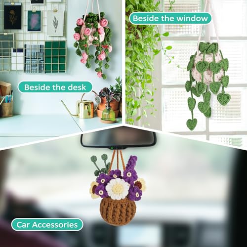 Image of Crochetta Beginner Crochet Kit with Step-by-Step Video Tutorials, Learn to Crochet for Adults & Kids, Knitting Craft Supplies, Hanging Plants Home Decor (40%+ Yarn)