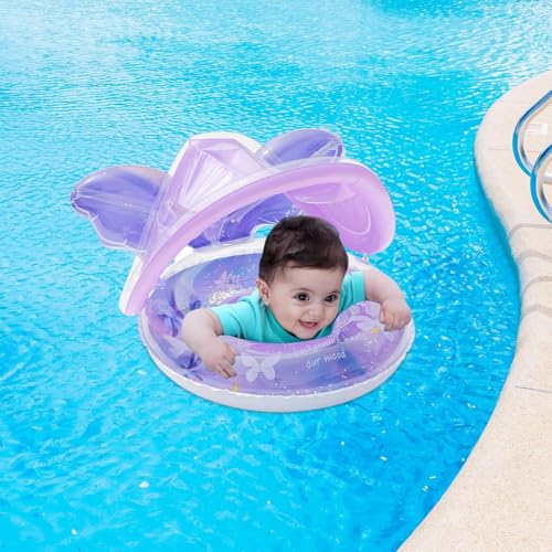 Flotadores de piscina para niños de alta resistencia balsa mariposa con toldo 2