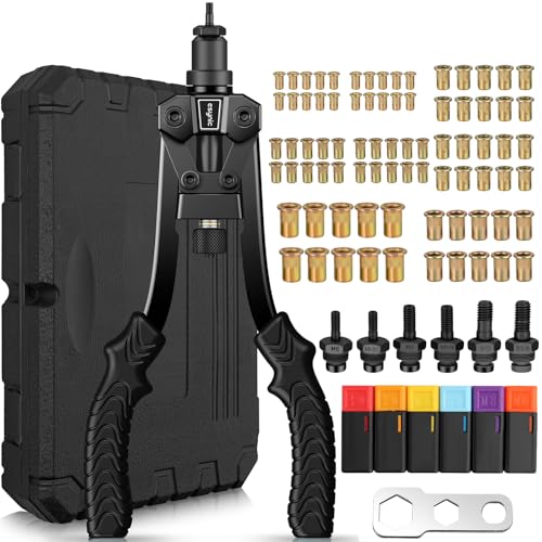 Pistolet à rivets eSynic robuste avec 80 écrous et mandrins double norme
