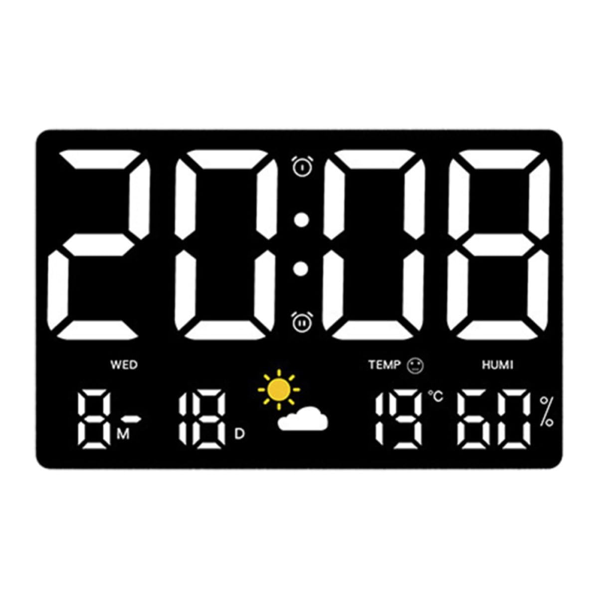 Artibetter Reloj de Pared Digital Pantalla LED Grande y Función de Temperatura para Oficina y Sala, Diseño Negro de Plástico Pronóstico