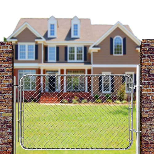 Hittite Adjustable Chain Link Fence Gate Kit, Anti-Rust Outdoor Garden Fence Gate, Heavy Duty Pedestrian Gate Walking Fence Gate For Residential,Outdoor,Yard,Patio,Entry Way, 26"-72" Wide X 4' High #TOP1