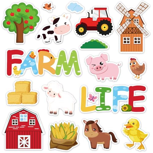 Whaline 17Pcs Farm Animal Refrigerator Magnet Colorful Farm Life Fridge Magnetic Sticker Cute Farmhouse Garage Magnet for Locker Metal Door Car Decor