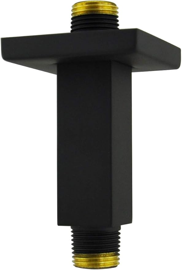 Aquaiaw 8" Square Shower Arm & Flange – Solid Brass, Matte Black, Wall Mount