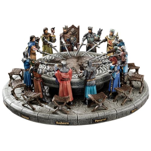 Design Toscano King Arthur and the Knights of the Round Table Medieval Statue Set Includes 12 Knights, 12 Chairs and Table Display , 13 Inch, Polyresin, Full Color