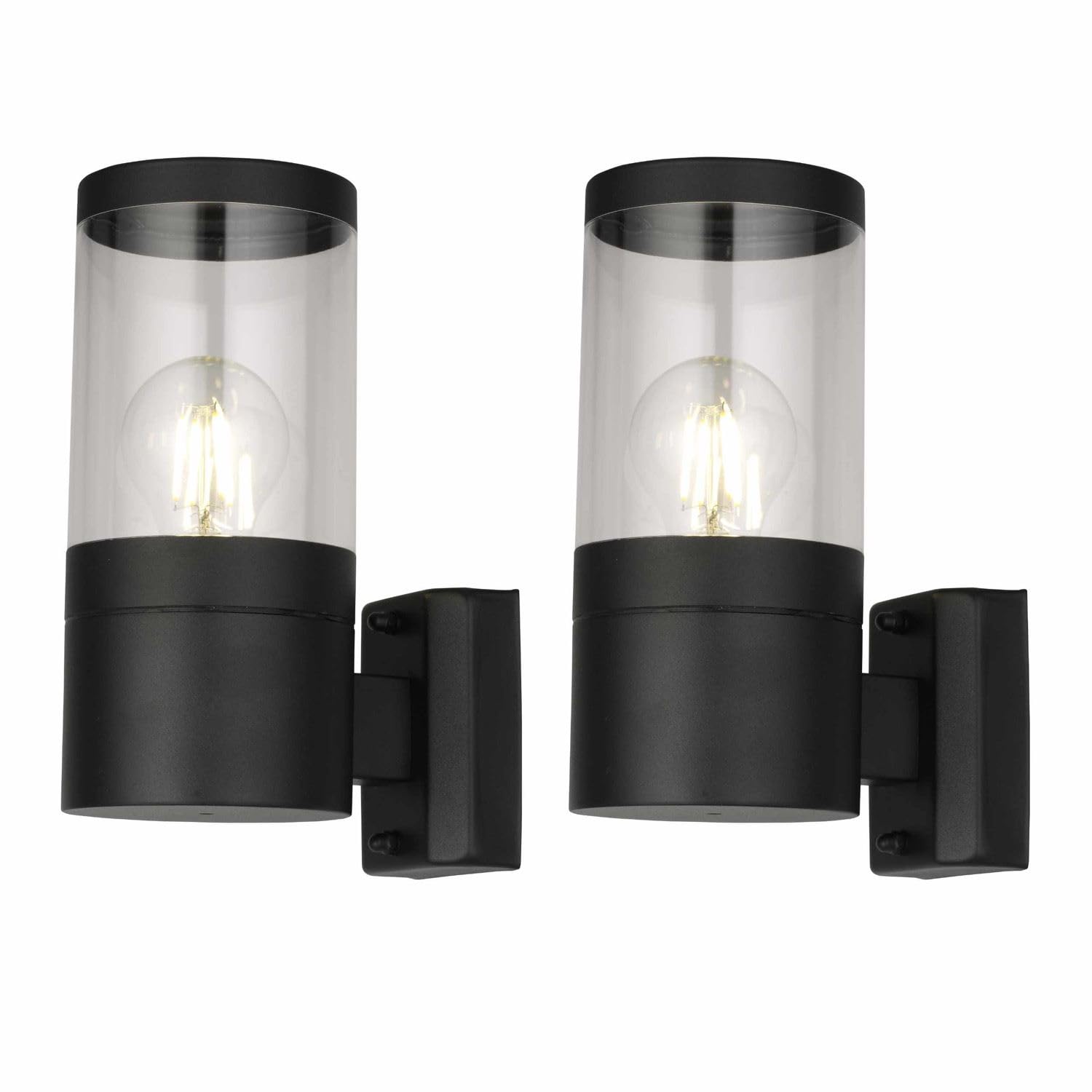 Set of 2 Storm Outdoor Wall Lights - Black IP44 Modern Garden & Patio Lighting