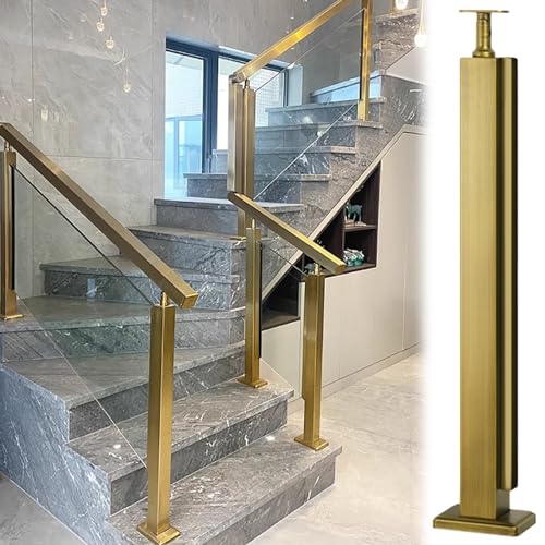 Poteau de rampe d'escalier en verre inox doré 65cm pour garde-corps