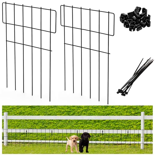 ZEAYEA 10 Pack Animal Barrier Fence, 10.8 Ft X 16.5 inch No Dig Garden Fence for Dog Rabbits Ground Stakes Defense, Rustproof Metal Border Garden Fence Panel for Outdoor Yard Patio Landscape -  ZE-AnimalBarrierFence-10pc