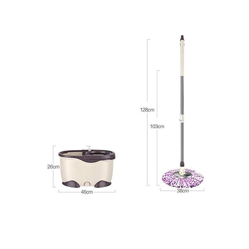 Zestaw mopa i wiadra Smart Spin, Obrotowe wiadro do mopa System 360 Regulowany uchwyt 103-128 cm 5 wkładek z mikrofibry Czarny Khaki