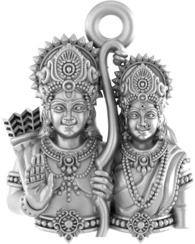 Pendentif argent 925 Ram et Sita pour homme et femme, médaillon spirituel d'Inde