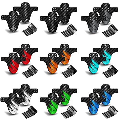 NICEDACK Vélo Fender - 2 Pièce de Montagne Garde-Boue VTT Garde-Boue Avant et Arrière pour Vélo BMX (Carbon Fiber Embossing - Logo argenté)