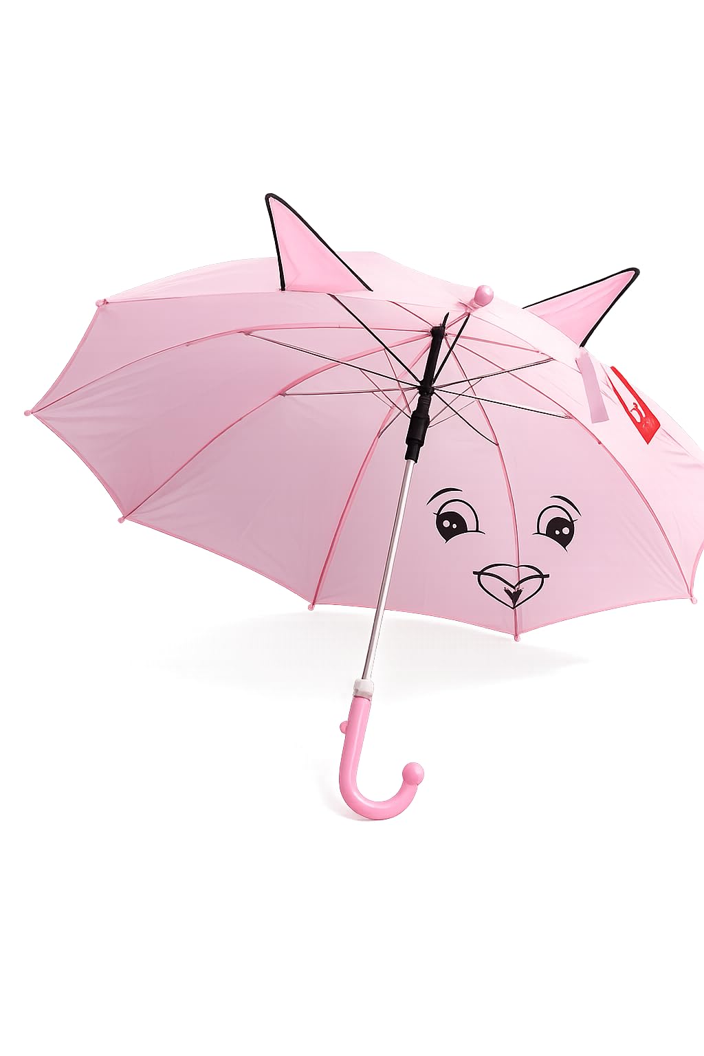 Kids Cat Ear Umbrella, Cute Animal Face Print, Fun Rainy Day Canopy for Children, Pink, Red and Green-image-27