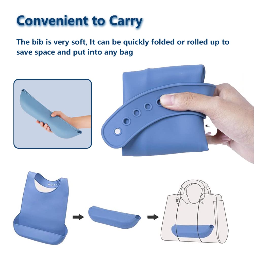 FLAA Bavaglini per Anziani in Silicone per Adulti Tasche di Riso Pasti Mangiare Stoffa-H