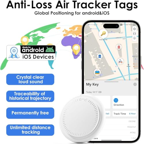 Image of 4 Pack Android Tracker Tags,Bluetooth Tracker Tags Both iOS and Android Android Smart Tags for Androd with 4 Waterproof Keyrings,Tracker for Androd Phones for Luggage,Wallet,Key,Suitcases