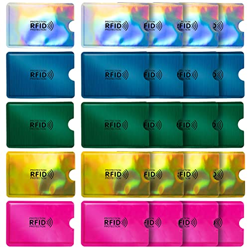 RAYNAG 25 Pack RFID Blocking Sleeves for Credit Card ID Card Holders Identity Protection Aluminum Foil Covers, Fits Wallet/Purse Slot Perfectly
