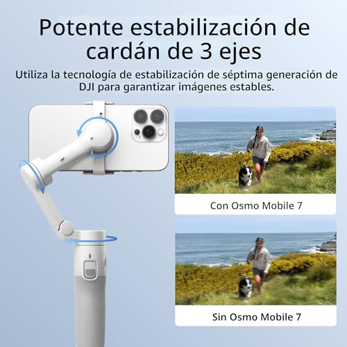 DJI Osmo Mobile 7 Estabilizador de cardán para iPhone, Android, trípode incorporado, estabilizador portátil para iPhone, palo selfie, cardán de teléfono de 3 ejes, ActiveTrack 7.0, Edición con un - Image 3