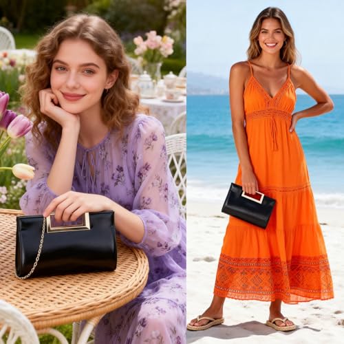Image of Gurina Evening Clutch Purses for Women Formal Party Clutch Bags Cocktail Prom Fashion PU Leather Shoulder Handbags