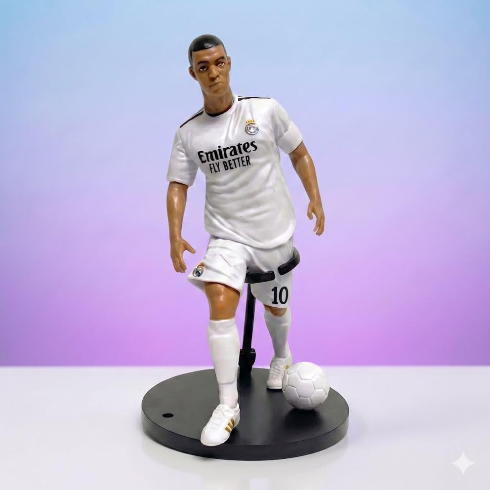 Image of No 10 Football Player Action Figure Sports Collectible Static Figurine with Stand Ball Detailed Display Showpiece Gift for Kids Adults Football Fans Home Office Desk Decor