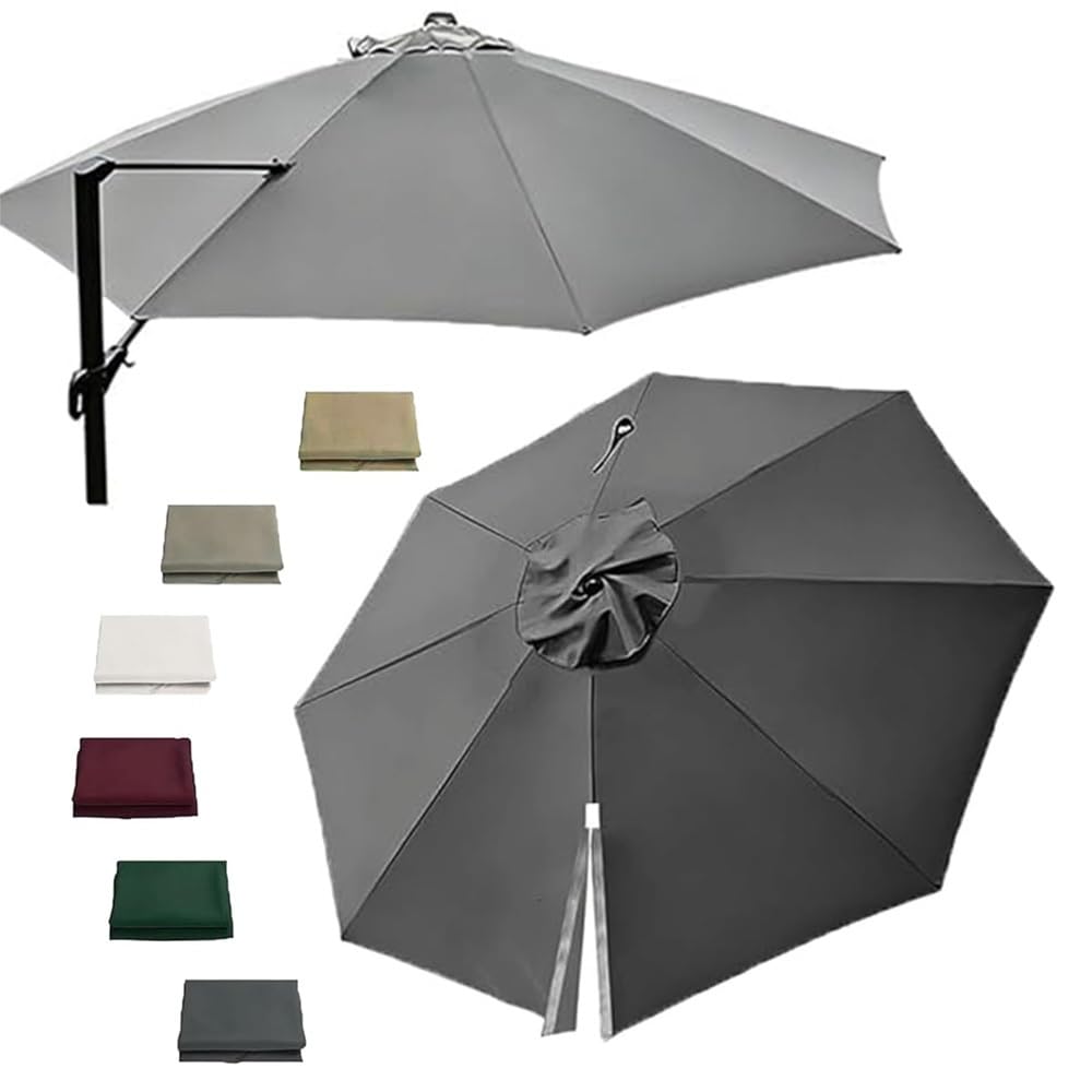 10/11/11.5ft Cantilever Parasol Replacement Canopy Round, Outdoor Offset Umbrella Top Cover, Parasol Canopy Cover For Patio(Grey,350cm/11.5ft)