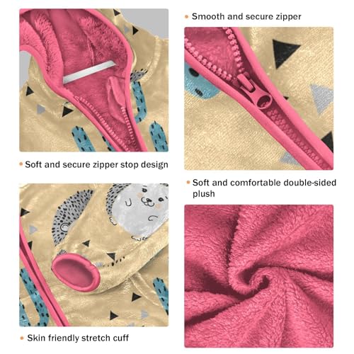 OTVEE Hedgehog Cactus Animals Kids Hoodie Jacket Fall Spring Full Zip Warm Outwear Coat3