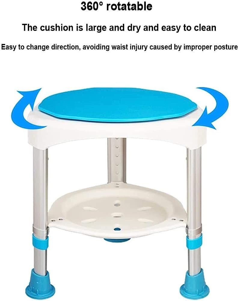 Taburete de ducha ajustable de aleación de aluminio de 360° para ancianos y discapacitados, asiento giratorio antideslizante para ayuda de baño y artículos de seguridad para el hogar