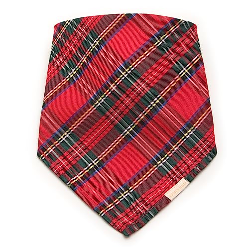 RUTH&BOAZ Traditional Scottish Tartan Plaid Christmas Snap On Dog Bandanas (Red,S), Small