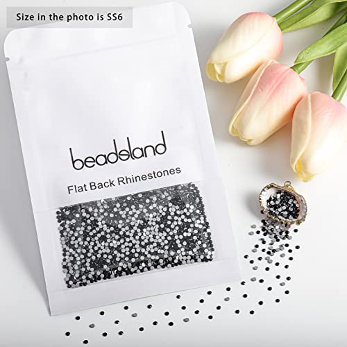 Image of Beadsland 2880pcs Flat Back Crystal Rhinestones Round Gems for Nail Art and Craft Glue Fix,Black,SS6,1.9-2.1mm | Flatback Glass Gems, 1.9-2.1mm, for Nail Art Craft, Glue Fix